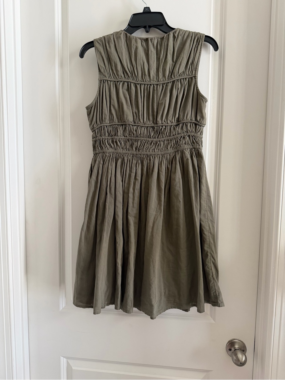 Lucky Brand Olive Green Shirred Waist Mini Dress - Picture 2 of 3